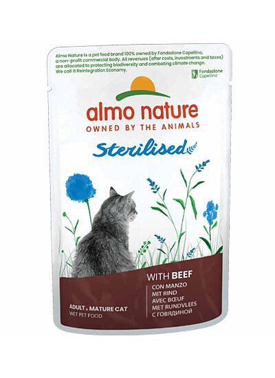Almo Nature Functional Cat Adult Sterilized Φακελάκι Με Μοσχάρι 70gr