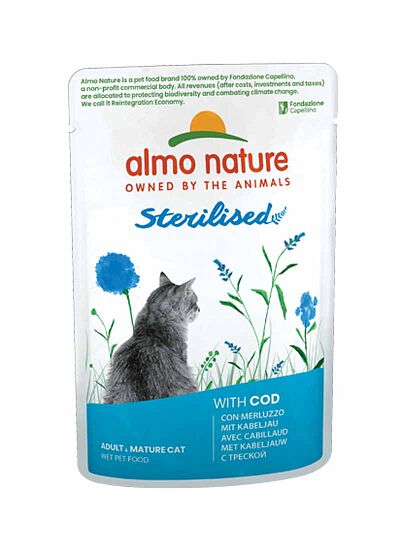 Almo Nature Functional Cat Adult Sterilized Φακελάκι Βακαλάος 70gr