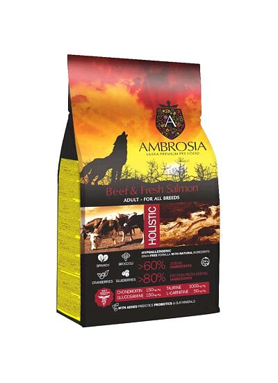 Ambrosia Grain Free Adult Beef & Fresh Salmon 12Kg