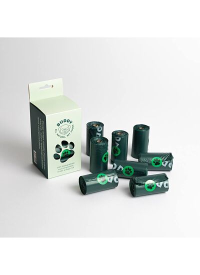 Buddy Care Βιοδιασπώμενες & Κομποστοποιήσιμες Σακούλες Υγιεινής από Άμυλο Καλαμποκιού (96 τμχ.)