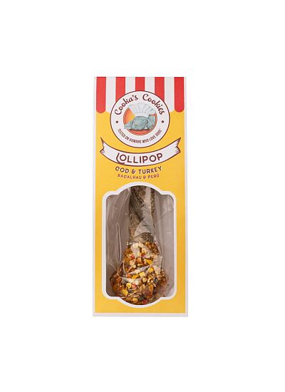 Cooka's Cookies Chewy Pop  Lollipop Με Γαλοπούλα Και Δέρμα Μπακαλιάρου 35 40gr