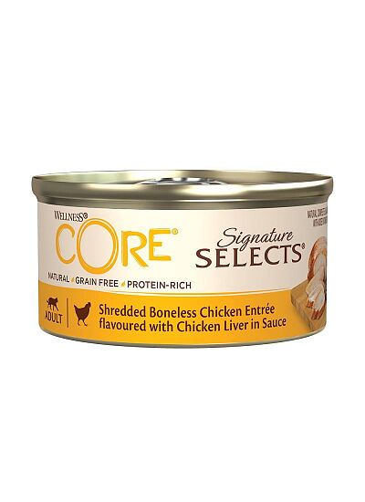 Wellness Core Signature Selects Ψιλοκομμένες Λωρίδες Κοτόπουλο & Συκώτι Κοτόπουλο Σε Σάλτσα 79gr