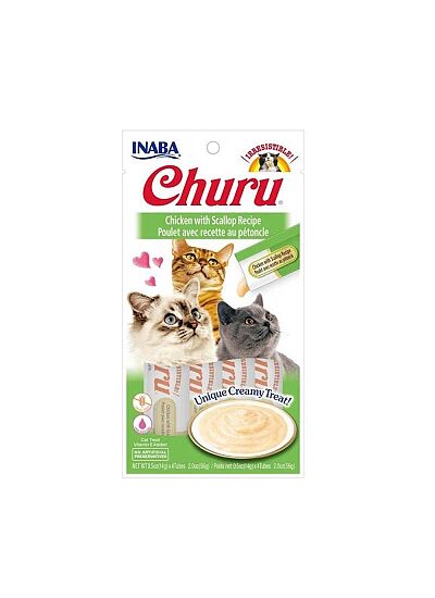 Ciao Churu Λιχουδιά σε Κρέμα με Γεύση Κοτόπουλο & Χτένια για Γάτες (4x14gr)