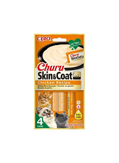 Ciao Churu Skin & Coat Λιχουδιά σε Κρέμα με Γεύση Κοτόπουλο για Γάτες (4x14gr)