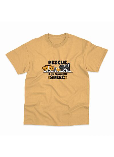 PlayEatTreat T Shirt Rescue Is My Favorite Breed Μπεζ