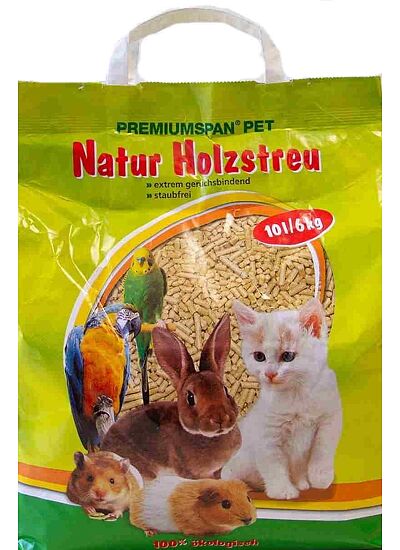 Premiumspan Pet Natur Holzstreu Φυσικό Υπόστρωμα 6Kg/10lt