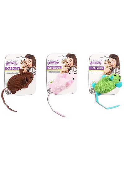 Pawise Cat Socks Λούτρινο Ποντικάκι με Κουδουνάκι & Catnip (17cm)