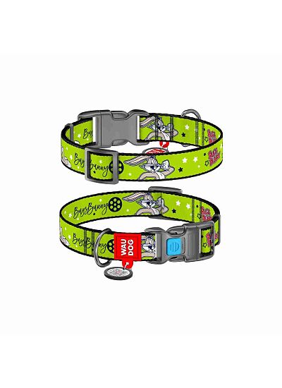 Wau Dog Περιλαίμιο με Smart ID & Πλαστικό Κούμπωμα   Looney 5 (25mm x 35 58cm)