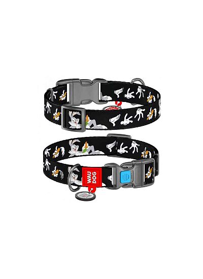 Wau Dog Περιλαίμιο με Smart ID & Πλαστικό Κούμπωμα   Looney 7 (20mm X 24 40cm)