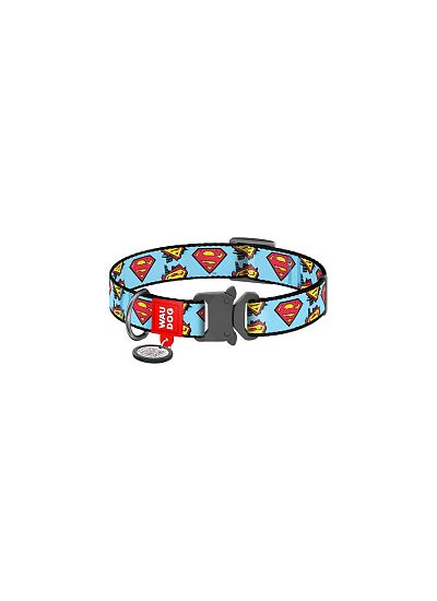 Wau Dog Περιλαίμιο με Smart ID & Μεταλλικό Κούμπωμα Superman Light Blue