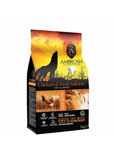 Ambrosia Grain Free Adult Chicken & Fresh Salmon 2Kg