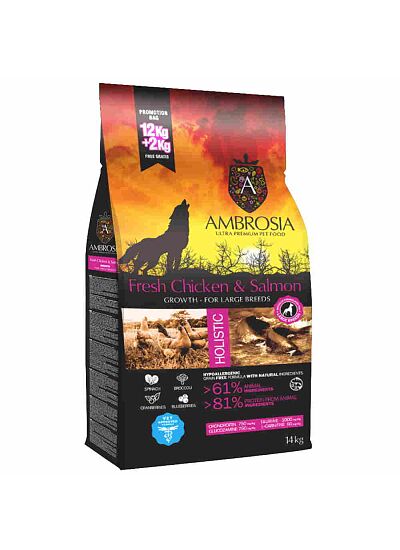 Ambrosia Grain Free Puppy Large Fresh Chicken & Salmon 12Kg