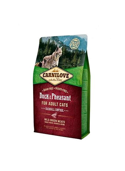 Carnilove Grain Free Cat Adult Duck & Pheasant 2Kg   Hairball Control