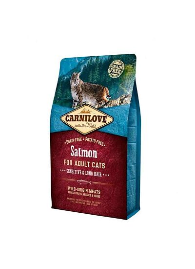 Carnilove Grain Free Cat Adult Salmon 2Kg   Sensitive & Long Hair