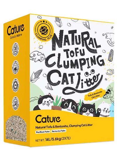 Cature Tofu Betonite Clumping Cat Litter Βιοδιασπώμενο Υπόστρωμα Υγιεινής για Γάτες 14L (5,6Kg)