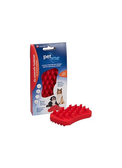 Pet+Me Βούρτσα Σιλικόνης, Κόκκινη για Μεγαλόσωμους, Μακρύτριχους Σκύλους