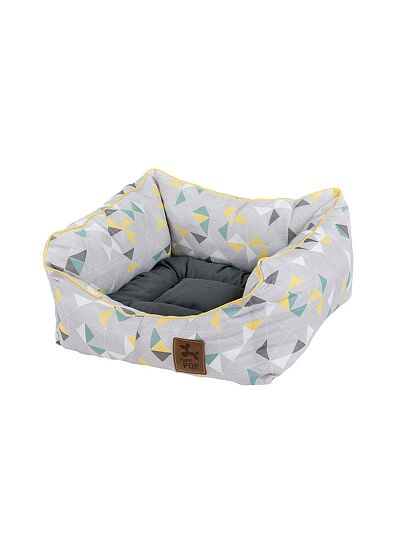 PQP Κρεβατάκι Πουφ Βαμβακερό No.4 Τρίγωνα με Λεπτομέρεια για Σκύλους (75x68 cm)