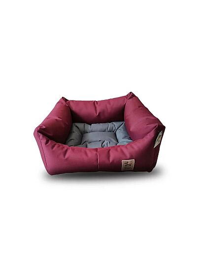 PQP Κρεβατάκι Πουφ Αδιάβροχο No.4 Μπορντό   Γκρι για Σκύλους (75x68 cm)