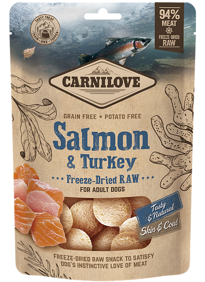 Carnilove Freeze Dried Λιχουδια Σκύλου Raw Salmon and Turkey 60gr