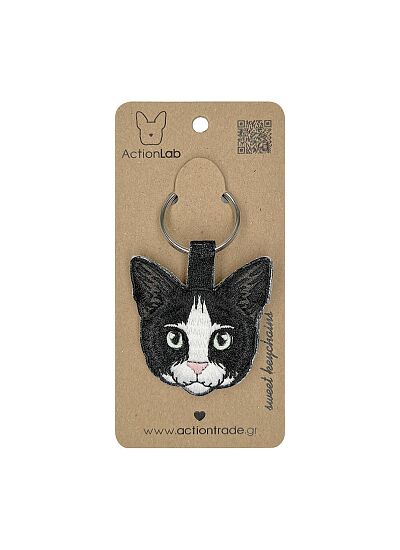ActionLab Κεντητό Μπρελόκ Black & White Cat