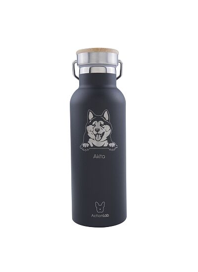Eco Life Bamboo Thermos Bottle Μαύρο Akita 500ml