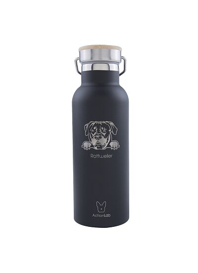 Eco Life Bamboo Thermos Bottle Μαύρο Rottweiler 500ml