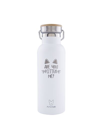 Eco Life Bamboo Thermos Bottle Λευκό Are You Kitten Me 500ml