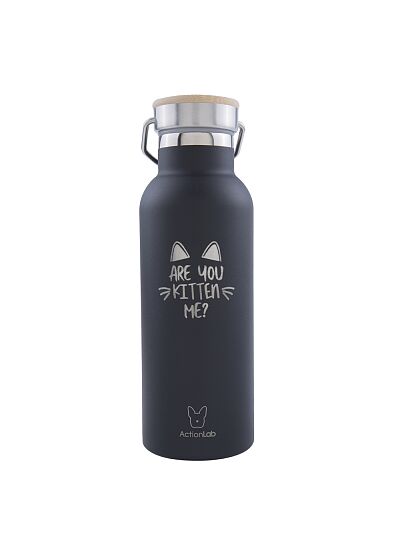 Eco Life Bamboo Thermos Bottle Μαύρο Are You Kitten Me 500ml