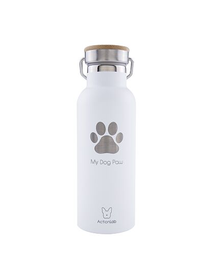 Eco Life Bamboo Thermos Bottle Λευκό Dog Paw 500ml