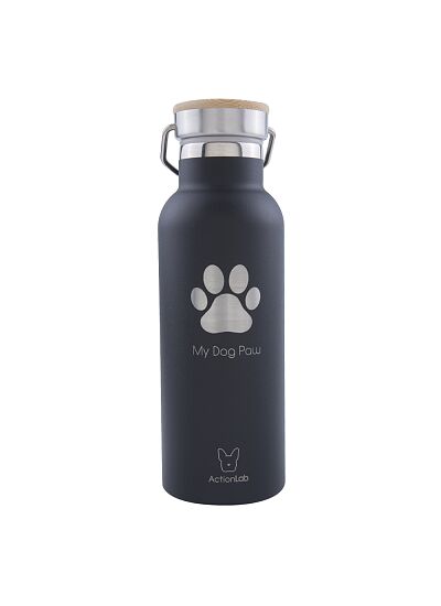 Eco Life Bamboo Thermos Bottle Μαύρο Dog Paw 500ml