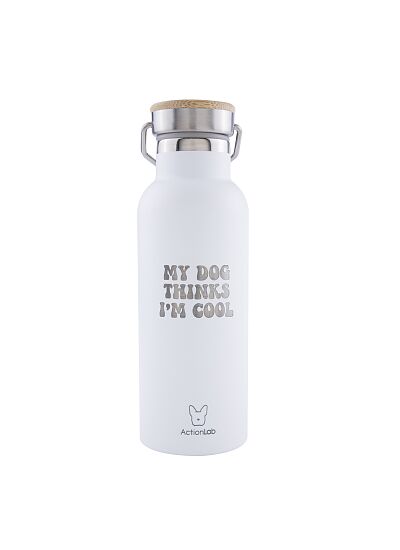 Eco Life Bamboo Thermos Bottle Λευκό My Dog Thinks I'm Cool 500ml