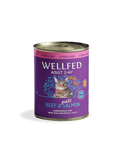 Wellfed Cat Sterilised Beef & Salmon Grain Free 800gr