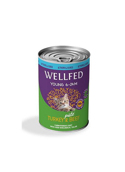 Wellfed Young Cat Sterilised Turkey & Beef 400gr