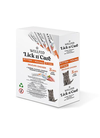 Wellfed Lick N' Care Λιχουδιά Κοτόπουλου για Γατάκια (15gr)
