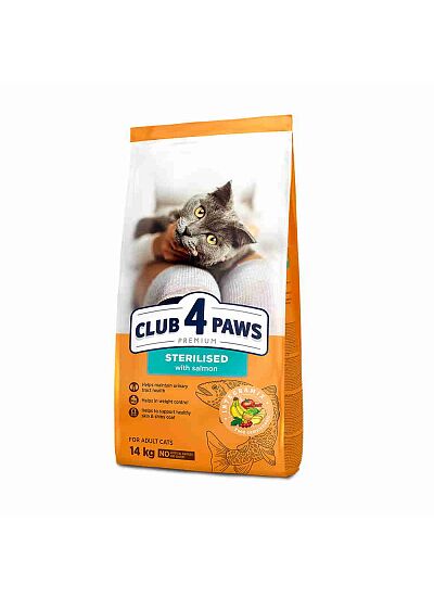 Club 4 Paws Sterilised Low Grain με Σολομό 14Kg