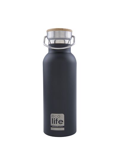 Eco Life Bamboo Thermos Bottle Μαύρο 500ml