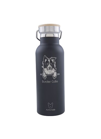 Eco Life Bamboo Thermos Bottle Border Collie Μαύρο 500ml