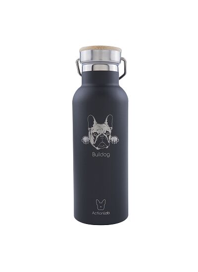 Eco Life Bamboo Thermos Bottle Bulldog Μαύρο 500ml