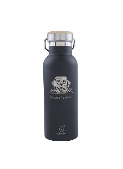 Eco Life Bamboo Thermos Bottle Golder Retriever Μαύρο 500ml