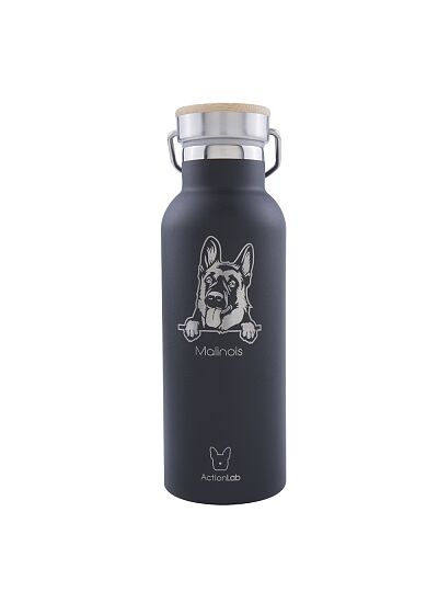 Eco Life Bamboo Thermos Bottle Μαύρο Malinois 500ml