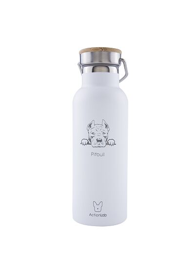 Eco Life Bamboo Thermos Bottle Λευκό Pitbull 500ml