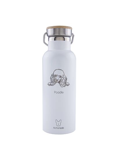 Eco Life Bamboo Thermos Bottle Λευκό Poodle 500ml