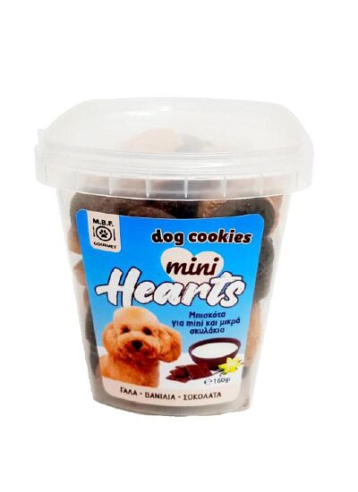 M.B.F Dog Cookies Mini Hearts Γάλα  Βανίλια 160gr