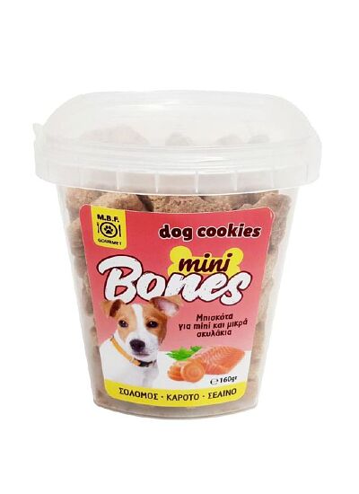 M.B.F Dog Cookies Mini Bones Σολομός   Καρότο   Σέλινο 160gr