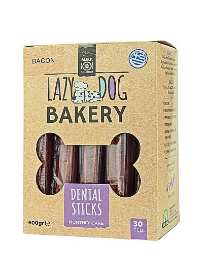 Lazy Dog Bakery Dental Sticks Κουτί Bacon 600gr
