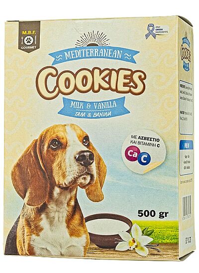 MBF Mediterranean Cookies Λιχουδιές Σκύλου Γάλα & Βανίλια 500gr