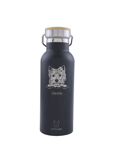 Eco Life Bamboo Thermos Μαύρο Westie 370ml