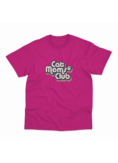 PlayEatTreat T Shirt Cat Moms Club Φούξια