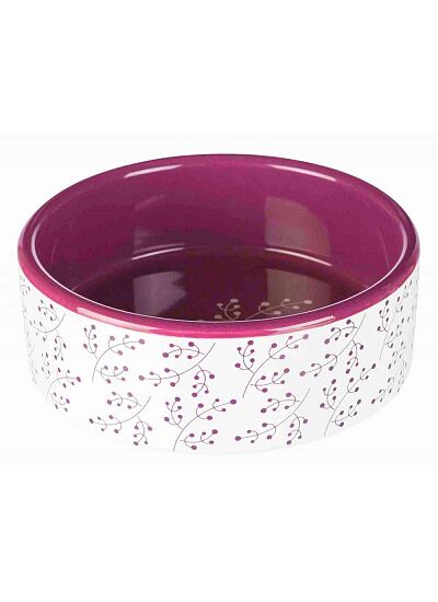 Trixie Πιάτο γάτας/ σκύλου Κεραμικό Pet's Home  Trixie 0.3L/ 12 cm Άσπρο/ Βυσσινί