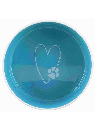 Trixie Πιάτο γάτας/ σκύλου Κεραμικό Pet's Home  Trixie 0.3L/ 12 cm Κρεμ/ Θαλασσί